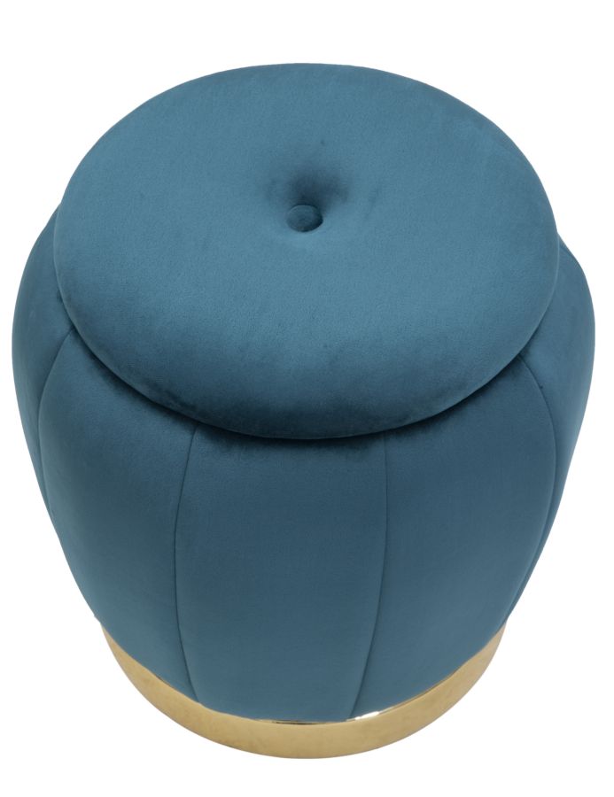 Pouf Contenitore Paris Oro Ø 43x43 cm in Legno e Poliestere Ottanio