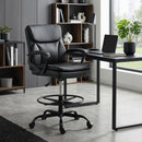 Sedia da Ufficio Girevole 61x 61x93-108 cm Schienale Alto con Braccioli in Finta Pelle Nero      
