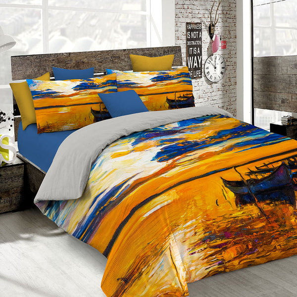 Housse de couette avec imprimé sur le sac double et les taies d'oreiller prezzo