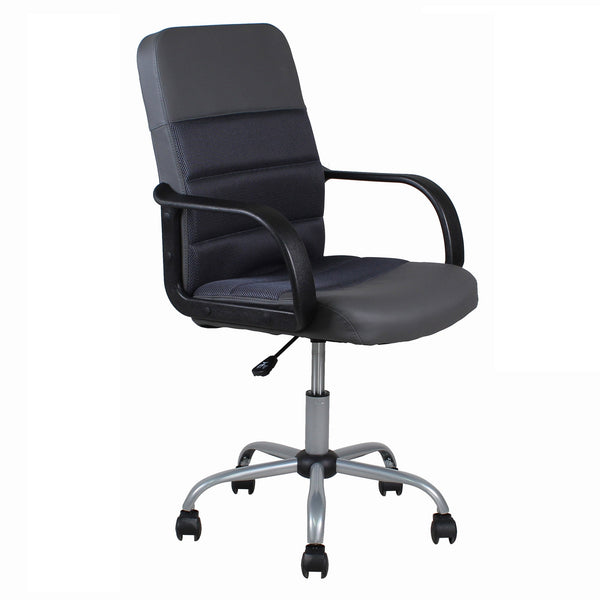 sconto Fauteuil de bureau exécutif en simili cuir et tissu gris Vandi