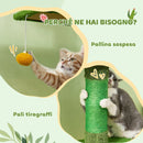 Albero Tiragraffi per Gatti 5 kg a Soffitto Alto 230-275 cm con Amaca Casetta Piattaforme in Tessuto Teddy e Sisal Verde      