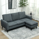 Divano 3 Posti con Poggiapiedi Chaise Longue 196x140x88 cm Effetto Velluto Grigio Carbone  