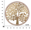 Pannello da Muro Oro Tree Rot. Ø80x2,5 cm in Ferro e MDF Oro e Marrone Chiaro