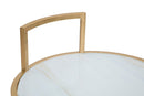 Tavolinetto Glam Sofy Ø38x61 cm in Ferro MDF e Vetro Oro e Multicolor