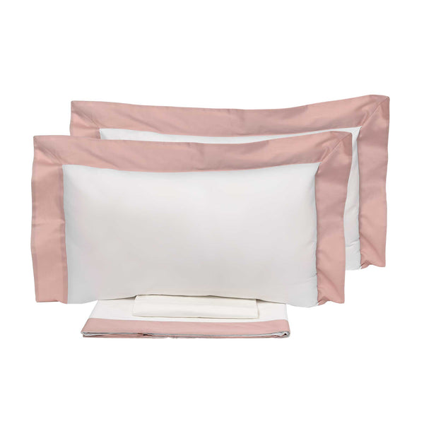 sconto Ensemble de draps de dessus et bords de taies d'oreiller en satin Garrini Eveline Ivoire/Margot Différentes tailles