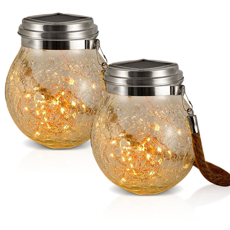 Set 2 Lanterne Decorative per Esterni con Pannello Solare Luce Calda