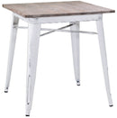 Tavolo Quadrato in Metallo Top in Legno Bristol Bianco Antico