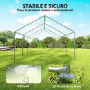 Gazebo da Giardino 597x395x302 cm con Pannelli Laterali 6 Finestre e Doppio Ingresso in Acciaio Galvanizzato Bianco      