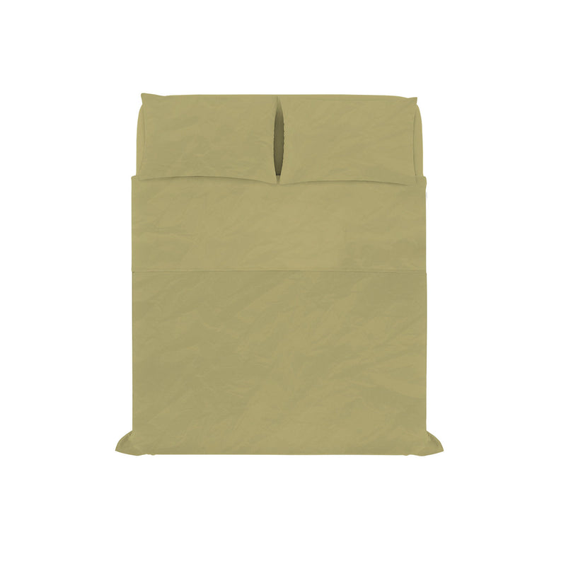 Set Lenzuola Sopra Sotto e 2 Federe Linea Water Washed Ocra