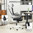 Sedia Ergonomica da Ufficio Girevole 60x59x114-122 cm con Poggiatesta Rimovibile in Tessuto a Rete Nero  
