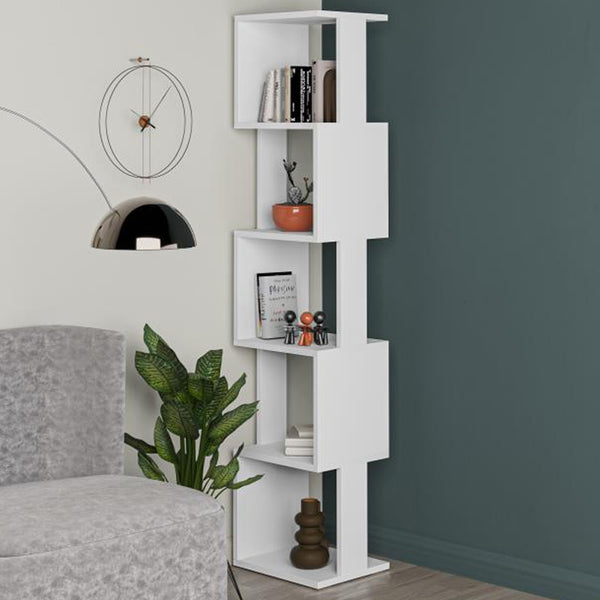 acquista Libreria 161x35x30 cm Design Moderno Scaffale Modulare 5 Ripiani in MDF Bianco