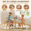 Set Tavolo e 4 Sedie per Bambini 3-8 Anni con Bordi Arrotondati in Legno Multicolore      