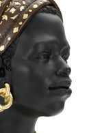 Statua Donna Masai 19x30x18,5 cm in Poliresina Nero/Oro
