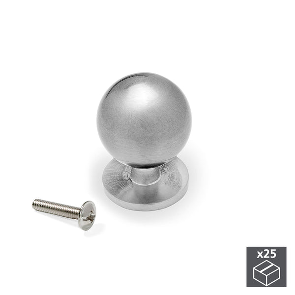 online Bouton de meuble 25 mm Zamak nickel satiné 25 pièces Emuca