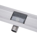 Canalina di Scarico Doccia a Pavimento in Acciaio Inox Piastrellabile 74x11x7 cm 