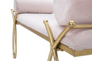 Panca Ribbon Rosa 112,5x49x53 cm in Ferro e MDF e Spugna e Poliestere Rosa e Oro