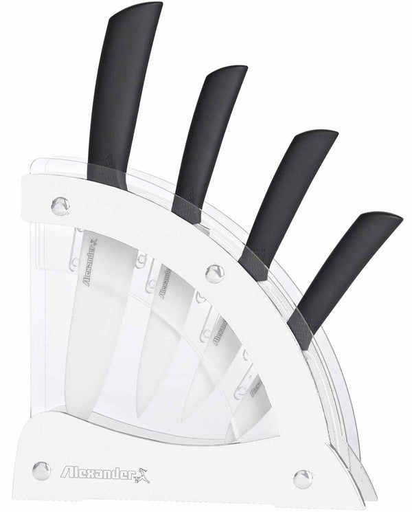 online Bloc avec 4 Couteaux en Céramique Blanche Alexander Vela