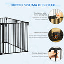 Recinto per Cani Gatti Pieghevole 482,5x2x76 cm 8 Sezioni in Acciaio Nero