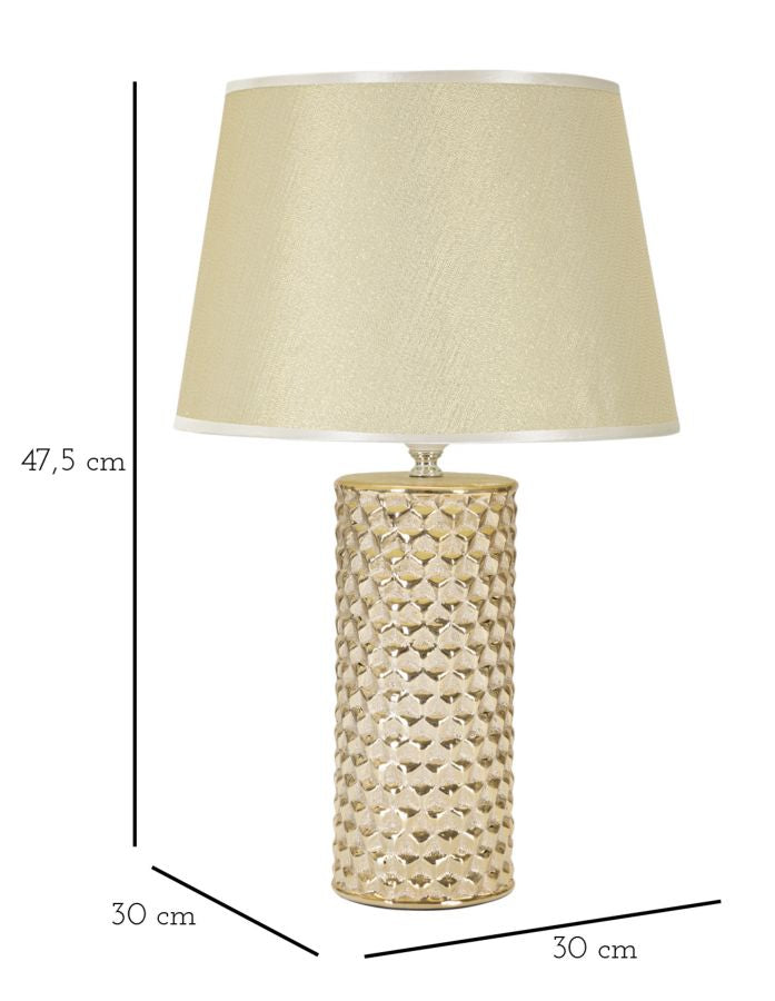 Lampada da Tavolo Glam Gold 30x47,5x30 cm in Ceramica Bianco/Oro