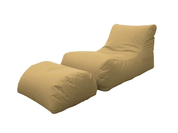 acquista Fauteuil Pouf Chaise Longue avec Repose-Pieds en Polyester Avalli Beige