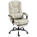 Sedia da Ufficio Reclinabile 65x67x111-119 cm con Poggiapiedi e Rotelle in Finta Pelle Beige      