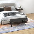 Panca Imbottita Fondoletto 100x36x45 cm in Tessuto Effetto Velluto e Acciaio Grigio