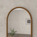 Specchio da Parete ad Arco 65x110 cm Cornice in Legno Marrone Scuro 