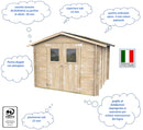 Casetta Box da Giardino per Attrezzi 248x248 cm con Porta Doppia Finestrata in Legno Naturale