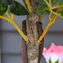 Pianta Finta di Rosa da 21 Fiori Ø18x90 cm con Vaso Riempito in Cemento e Muschio Rosa      