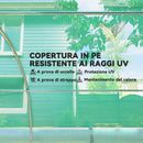 Serra a Tunnel 3x2 m con Rete Ombreggiante Extra Finestre e Ingresso a Zip in PE e Acciaio Verde      