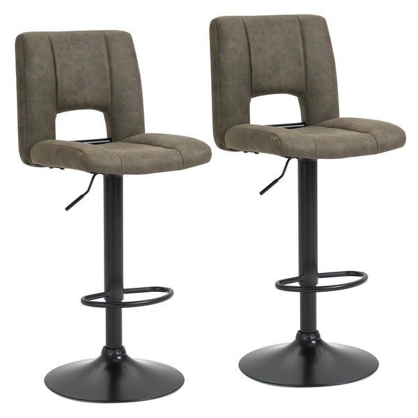 Lot de 2 Tabourets de Bar Rembourrés 41,5x51x94-115 cm en Tissu Kaki et Noir acquista