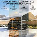 Carport Garage Portatile 500x600x310 cm 2 Posti Auto in Acciaio Galvanizzato Crema      