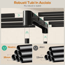 Armadio Guardaroba con 2 Aste e 4 Ripiani 142x43x185 cm in Tessuto Plastica e Acciaio Nero      