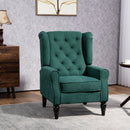 Poltrona per Salotto in Stile Francese 74x86x102 cm Rivestimento Effetto Lino Verde Scuro   