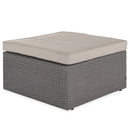 Set Salotto Divano da Giardino con Pouf Contenitore in Polyrattan Beige