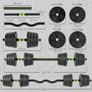 Set Bilanciere Pesi 3 in 1 con 16 Dischi Impugnatura Antiscivolo Verde      