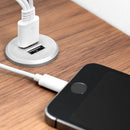 Connettore Rotondo a Incasso 2 Prese Usb 37 mm Plastica Grigio Metallizzato Emuca