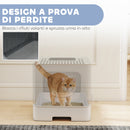 Lettiera per Gatti Chiusa 60L con Coperchio Vassoio Estraibile Paletta Antiperdita Facile da Pulire in PP Grigio      