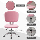 Sedia da Ufficio Operativa 48x53x80-90 cm in Tessuto Effetto Lino Rosa