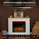 Camino Elettrico da Pavimento 98x25x80 cm con Fiamma a 12 Colori e 5 Luminosità Telecomando e Timer Bianco e Nero      