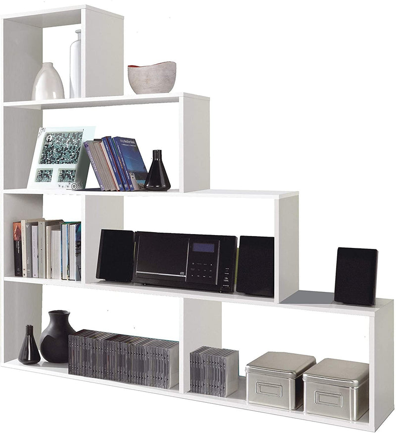Libreria 145x29x145 cm 9 Ripiani in Melamina Bianco