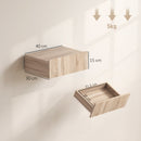 Set 2 Comodini Sospesi Moderni 40x30x15cm con Cassetto in Legno Rovere      