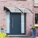 Pensilina Tettoia  200x100x26 cm in Policarbonato e Alluminio Nero e Trasparente  