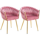 Set 2 Sedie per Sala da Pranzo e Ufficio in Velluto Rosa Antico Sedia Ergonomica