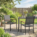 Set 2 Sedie da Giardino 56x62x89 cm con Braccioli Effetto Legno in Texteline e Metallo Grigio      