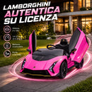 Macchina Elettrica Bambini 3-6 Anni 12V Licenza Lamborghini Autentica con 2 Motori Porta a Forbice Sospensioni Rosa      