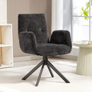 Poltrona Girevole da Camera da Letto 60x61x88 cm con Gambe Angolate in Acciaio in Tessuto Effetto Lino Nero      