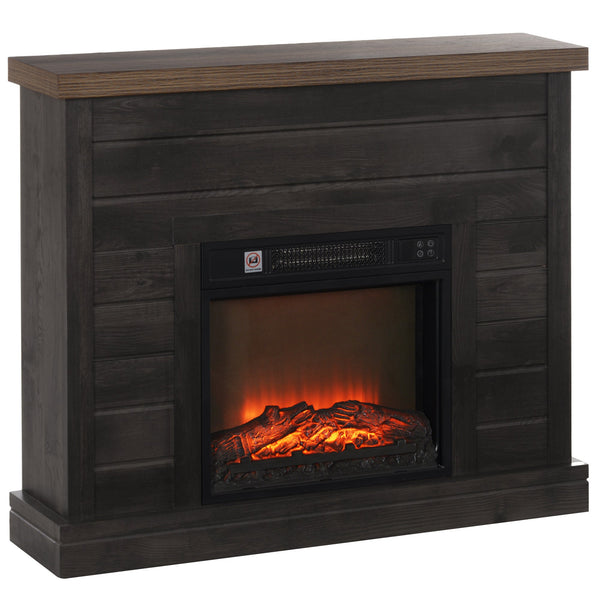 Camino Elettrico da Pavimento 1800W Effetto Fiamma e Telecomando 96,5x22x81,7 cm Grigio Scuro acquista