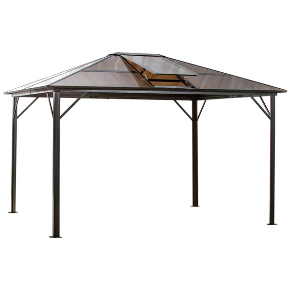 Tonnelle de jardin 3,45x2,8m avec toit en polycarbonate marron sconto