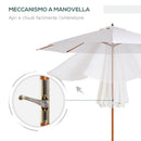 Ombrellone da Giardino Ø2,7 m Palo Ø38 mm in Legno di Pioppo e Bambù Beige